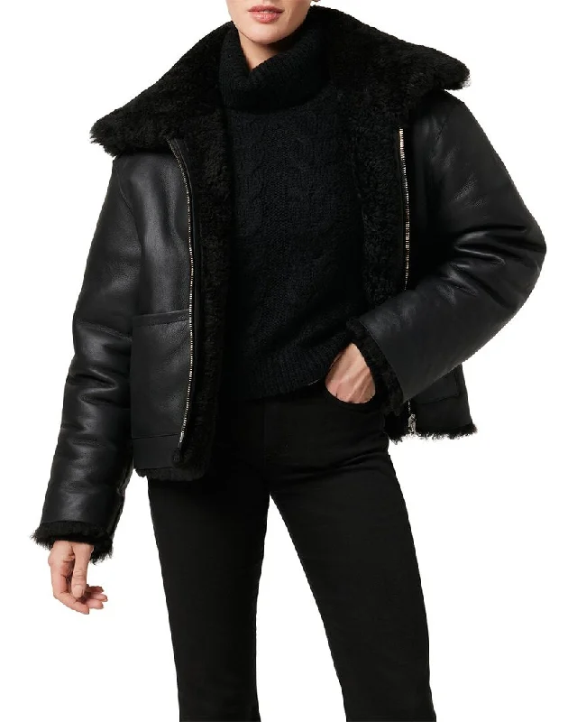 stylish travel-friendly coats for women -JOE'S Jeans Lisa Reversible Shearling Leather Jacket