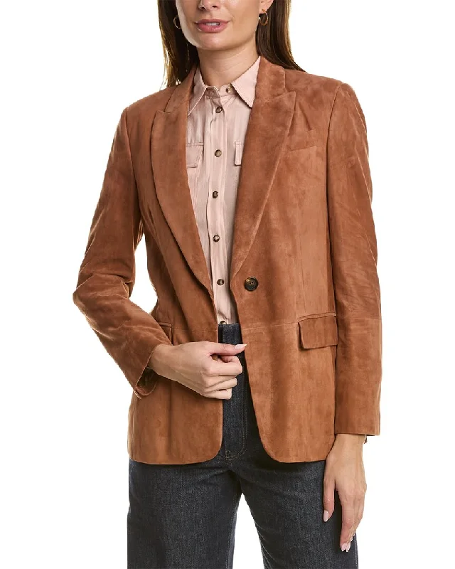 women's ribbed wool coats -Brunello Cucinelli Leather Jacket