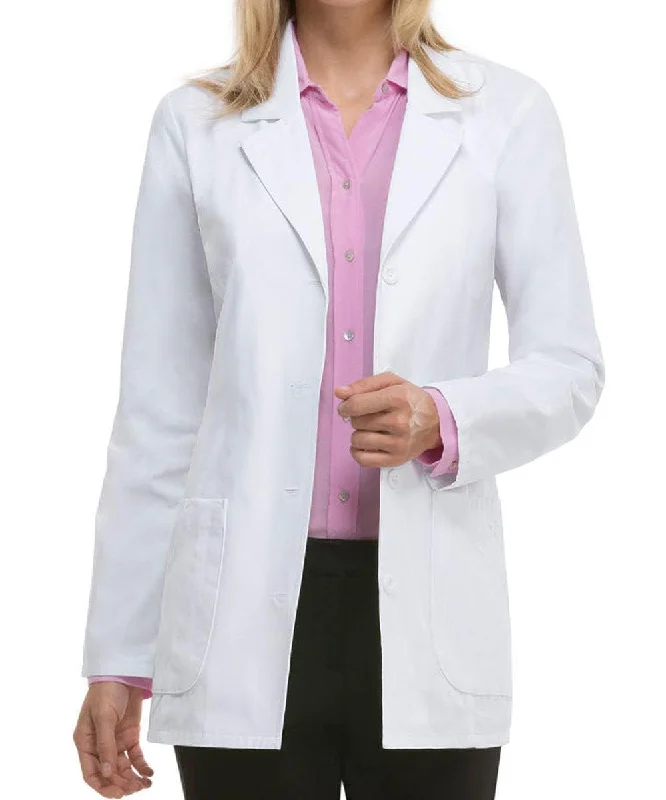 women's fur-collared coats -Dickies 28.5 Inch Women's Short Four Pocket Missy Fit Medical Lab Coat