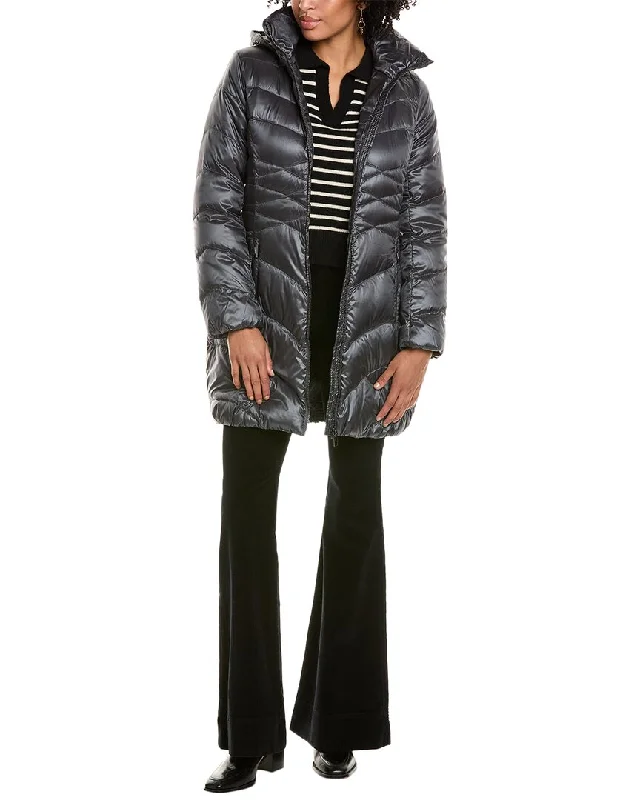 women's reversible jackets -Via Spiga Swirl Down Coat