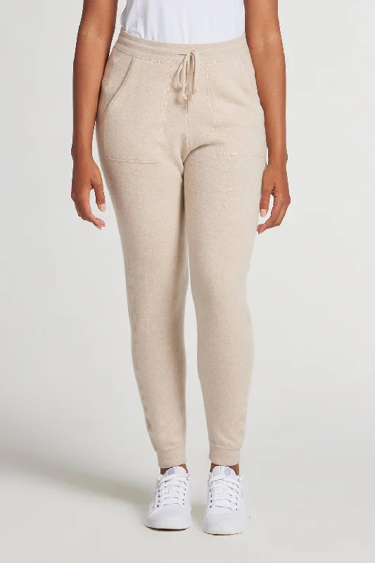 women's slit-leg trousers -Londone Jogger In Oatmeal