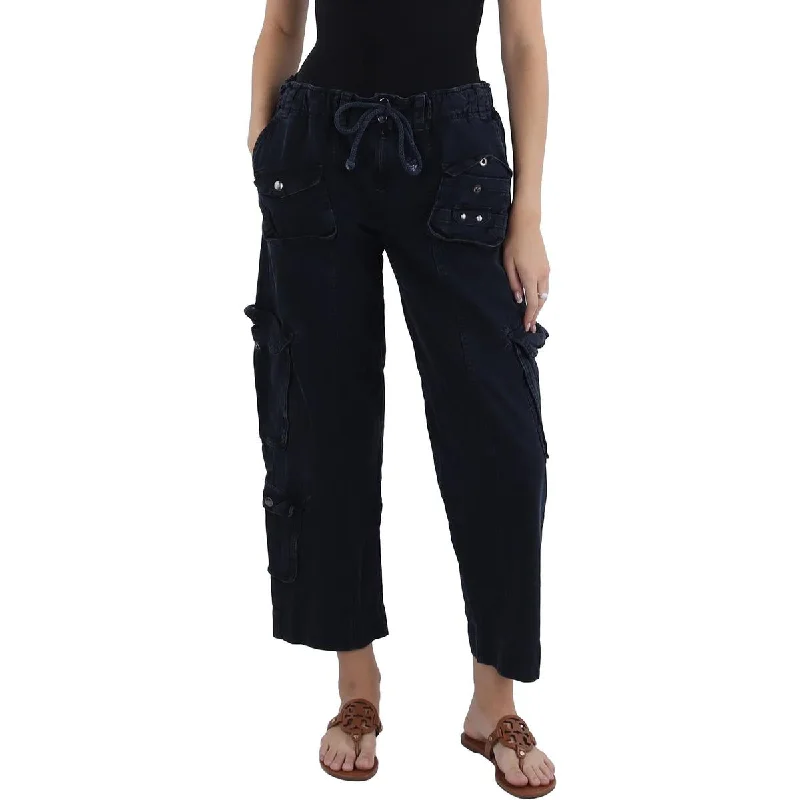 women's utility pants -Free People Womens Tahiti Drawstring Pull On Cargo Pants