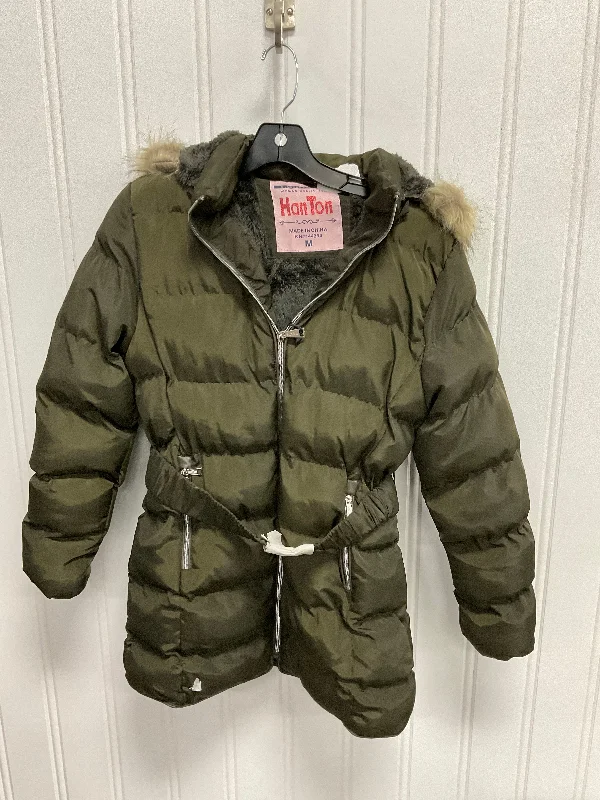 stylish hooded parkas for women -Coat Puffer & Quilted By Cmb In Green, Size: M