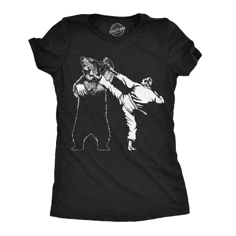 women's slim-fit T-shirts -Karate Kicked Bear Women's T Shirt