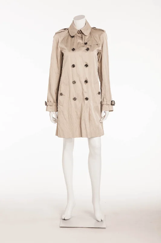 women's ultra-light down jackets -Burberry - Beige Button Up Coat - US 8