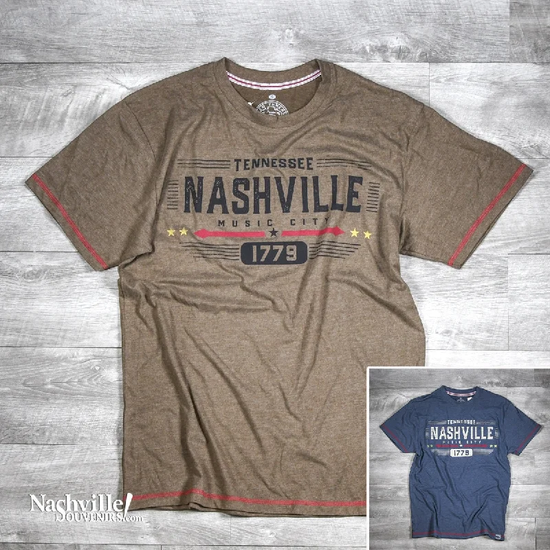 ladies' cut-out tops -"Premium 51" Nashville Music City T-Shirt