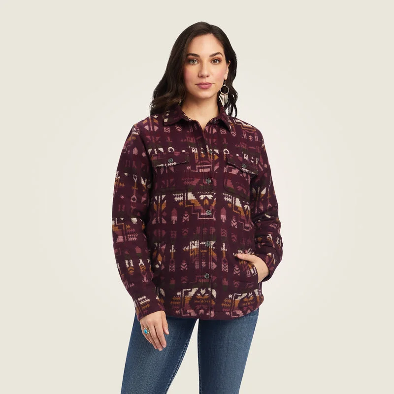 ladies' elegant cape coats -Ariat Women's R.E.A.L. Shacket Shirt Jacket, Laredo Jacquard