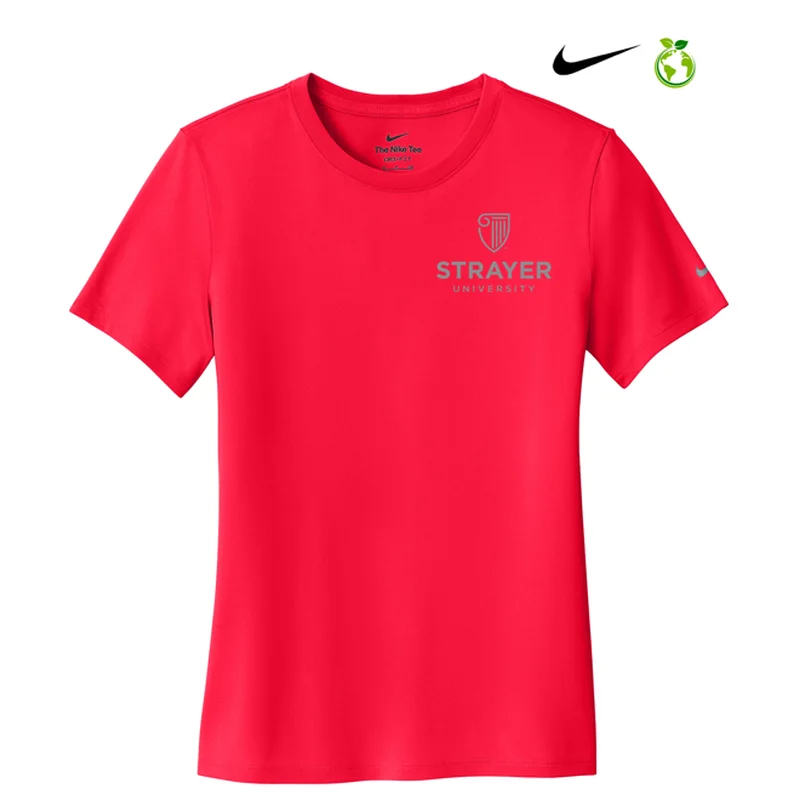 women's sheer sleeve tops -NEW STRAYER Nike Ladies Swoosh Sleeve rLegend Tee - University Red