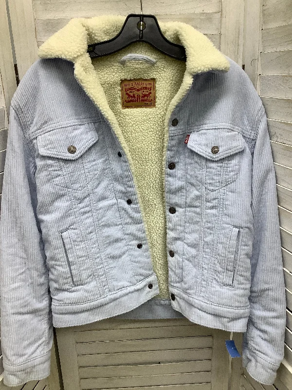 women's collared wrap coats -Coat Faux Fur & Sherpa By Levis In Blue, Size: Xs