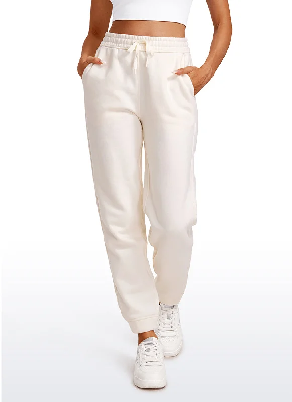 women's velvet pants -Cotton Fleece Lined High Rise Sweatpants 28''