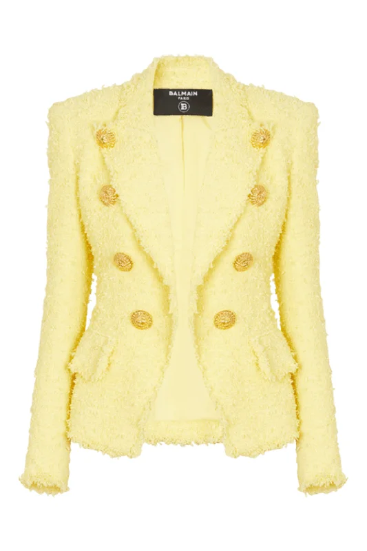 women's casual zip-up jackets -Eight Button Jacket - Jaune Pâle