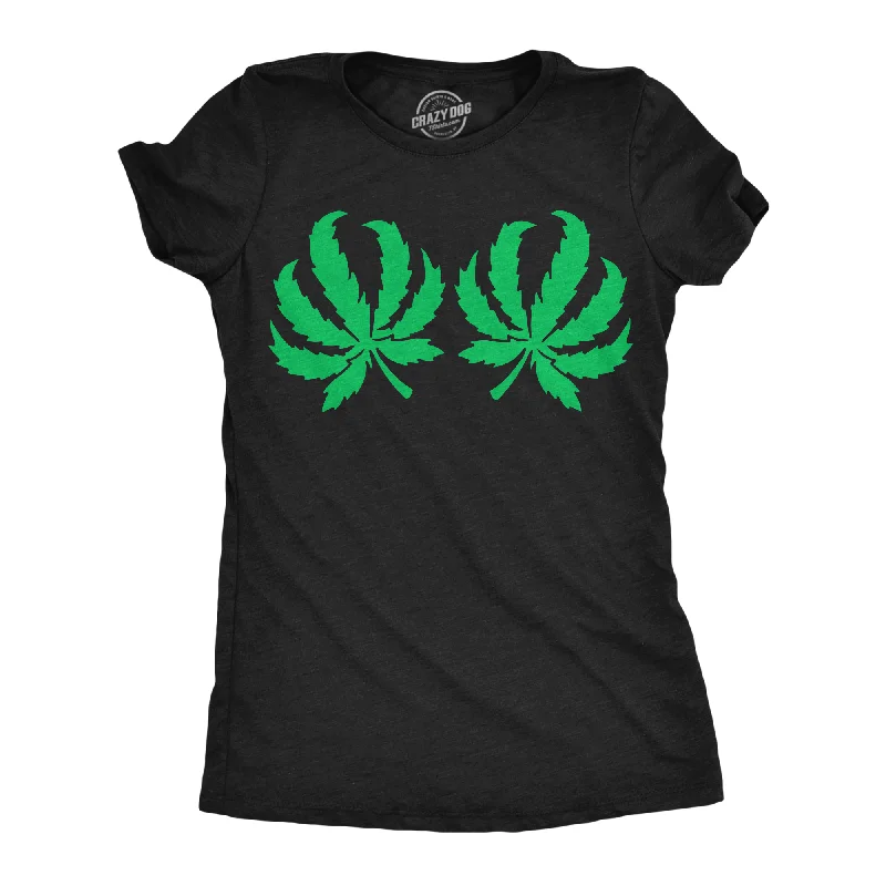 women's keyhole tops -Pot Leaf Boobs Women's T Shirt