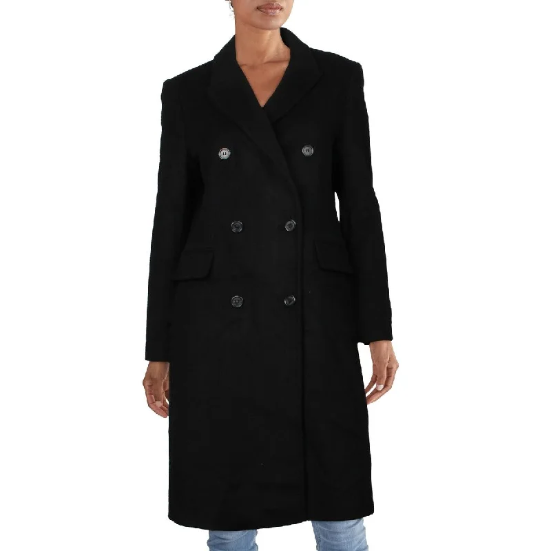 women's shearling-lined coats -Womens Wool Blend Cold Weather Pea Coat