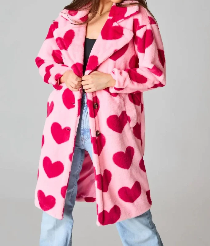 women's two-tone trench coats -Blinded By Love Fur Coat In Pink