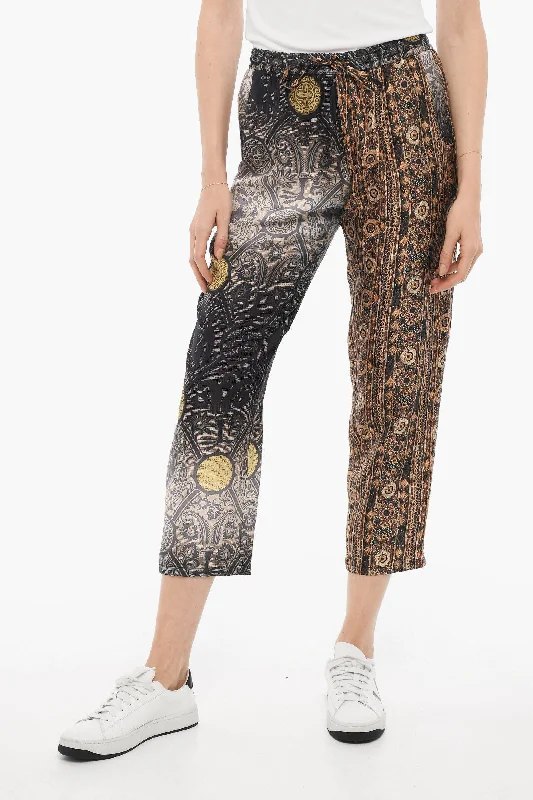 women's leather leggings -Pierre-Louis Mascia Patterned Silk Pants with Elastic Waistband