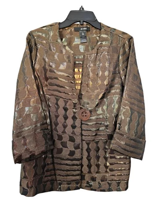 women's down jackets -Jacket-Brown- Tunic-Woven Button Front-Women's-A43647jm