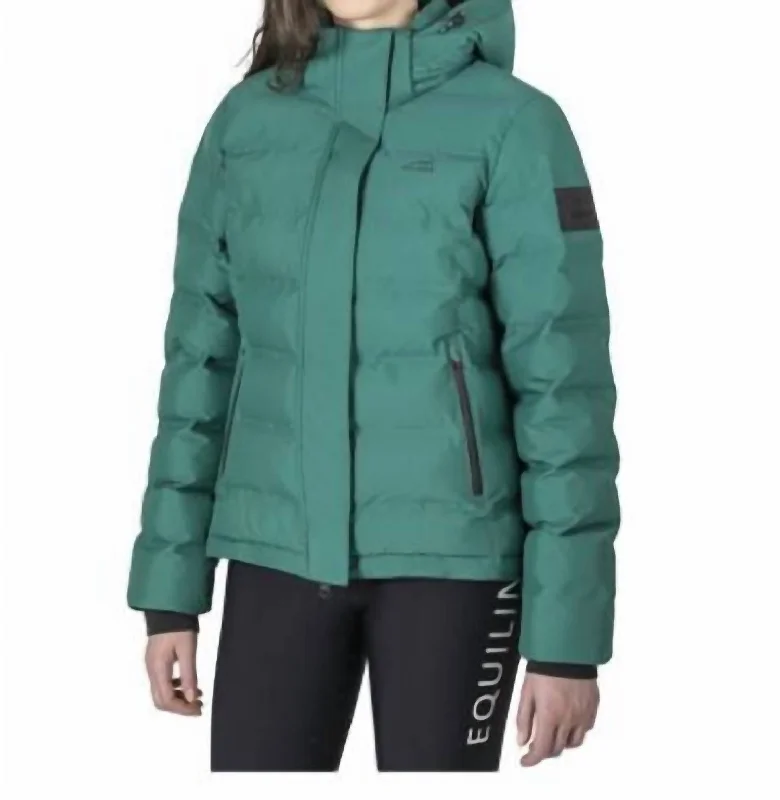 women's ribbed wool coats -Cagec Eco-Down Women's Puffer Jacket In Pepper Green