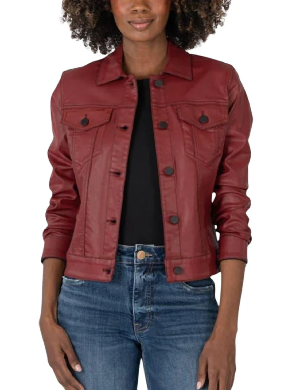 women's wool coats -Julia Crop Jacket In Red