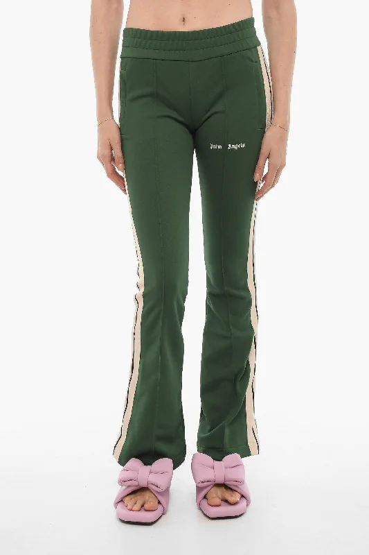 stylish cotton capri pants for women -Palm Angels Flared Joggers with Contrasting Side Band