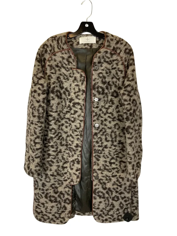 stylish fur-trimmed coats for women -Coat Designer By Clothes Mentor In Animal Print, Size: 0