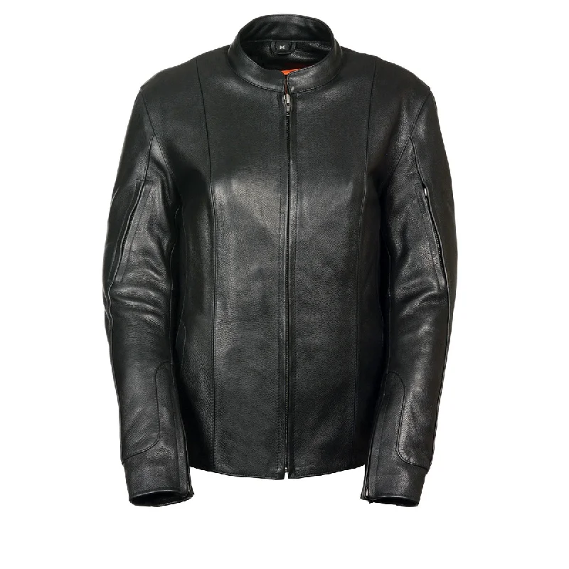 stylish pea coats for women -Milwaukee Leather MLL2520 Ladies Racer Black Leather Motorcycle Jacket