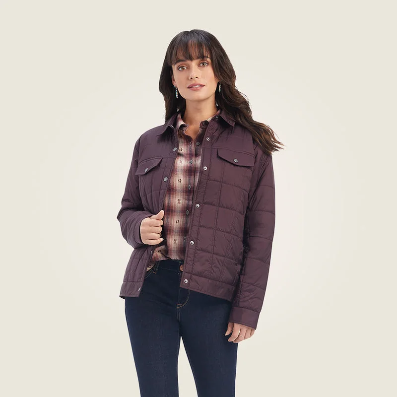 stylish asymmetrical coats for women -Ariat Women's REAL Puffer Trucker Jacket, Mulberry Wine