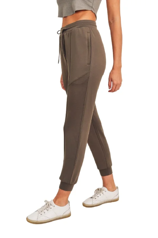 women's satin joggers -Mono B Cuffed Zip Joggers AP7013