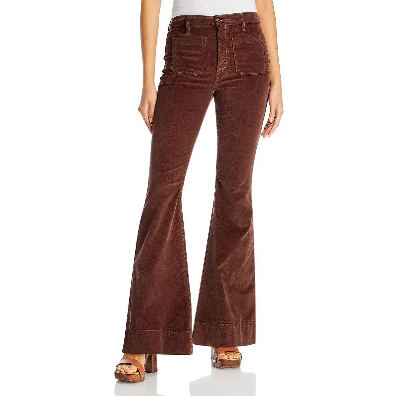 women's pencil midi skirts -Veronica Beard Womens Sheridan Corduroy Mid Rise Flared Pants