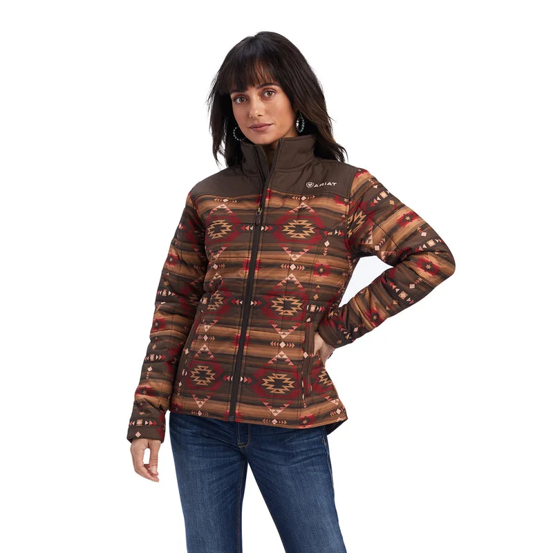 women's feather-filled coats -Ariat Women's Crius Insulated Jacket Canyonlands Print, Brown