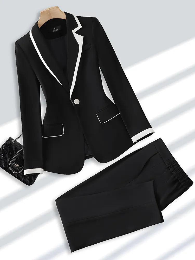 women's paper bag waist pants -Double Pocket Formal Women Pant Suit