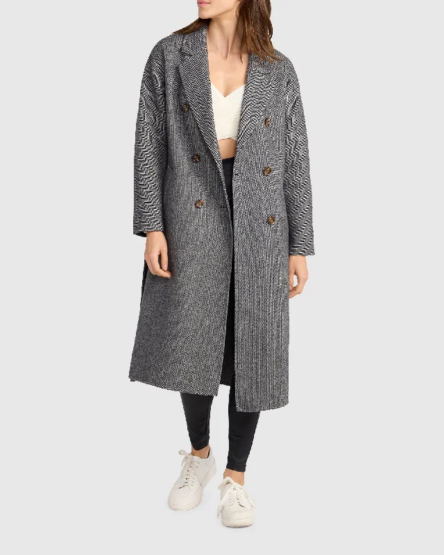 stylish tailored coats for women -Standing Still Belted Coat