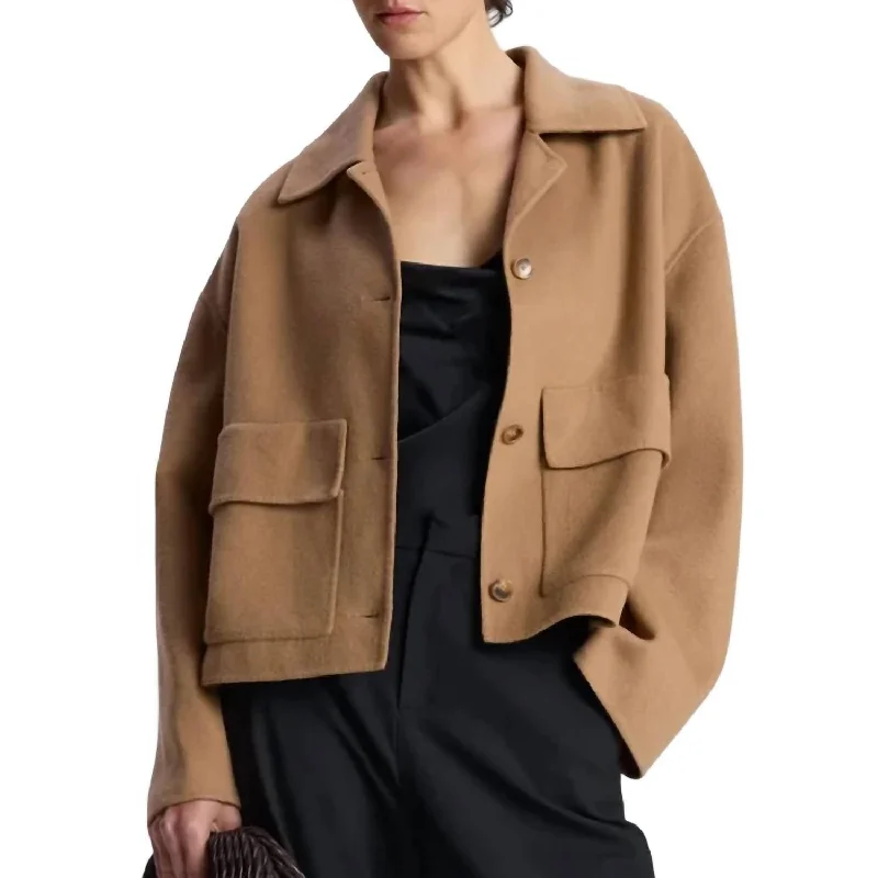 ladies' long trench coats -Winston Jacket In Camel