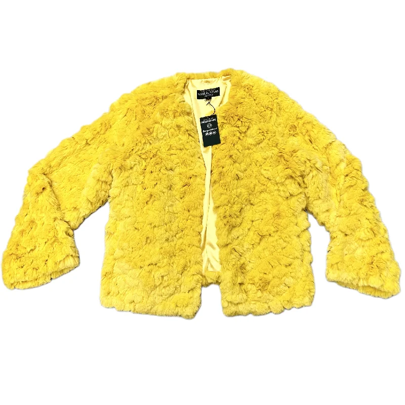 women's warm fleece coats -Coat Faux Fur & Sherpa By Donna Samuel’s Fabulous Furs In Yellow, Size: L