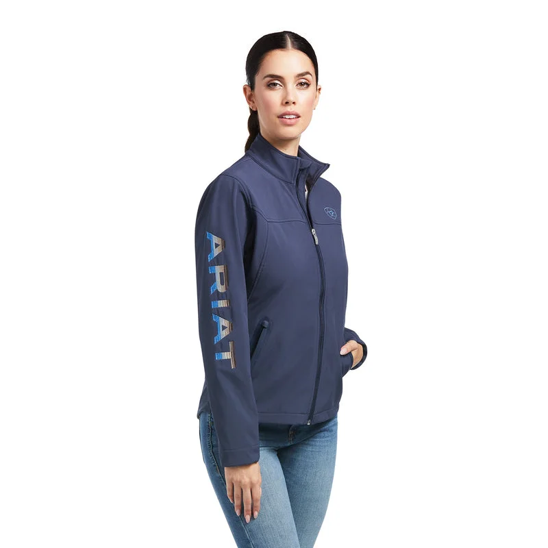 women's puffer jackets -Ariat Women's New Team Softshell Jacket Blue Nights/Desert Dusk Serape, Blue