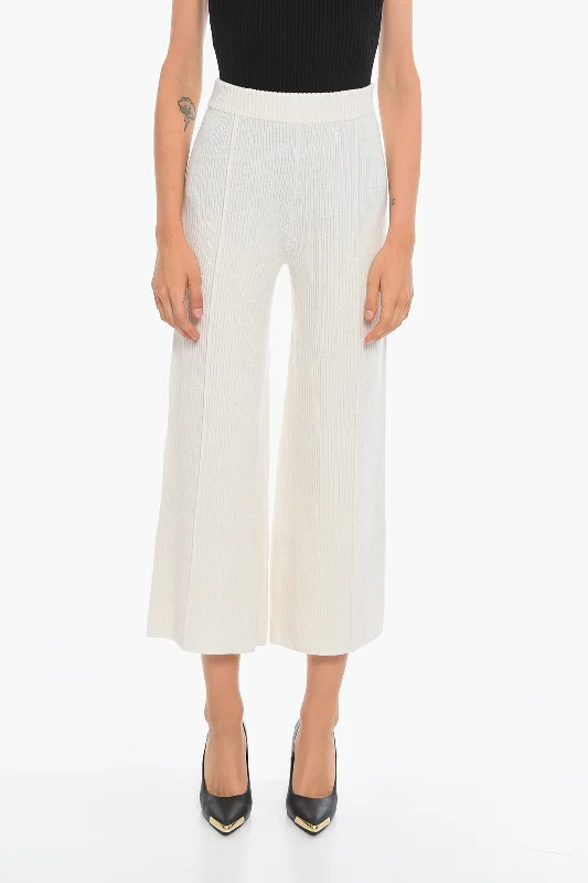 stylish maxi skirts for women -Aeron Cashmere-blend NANCY Ribbed Culotte Pants