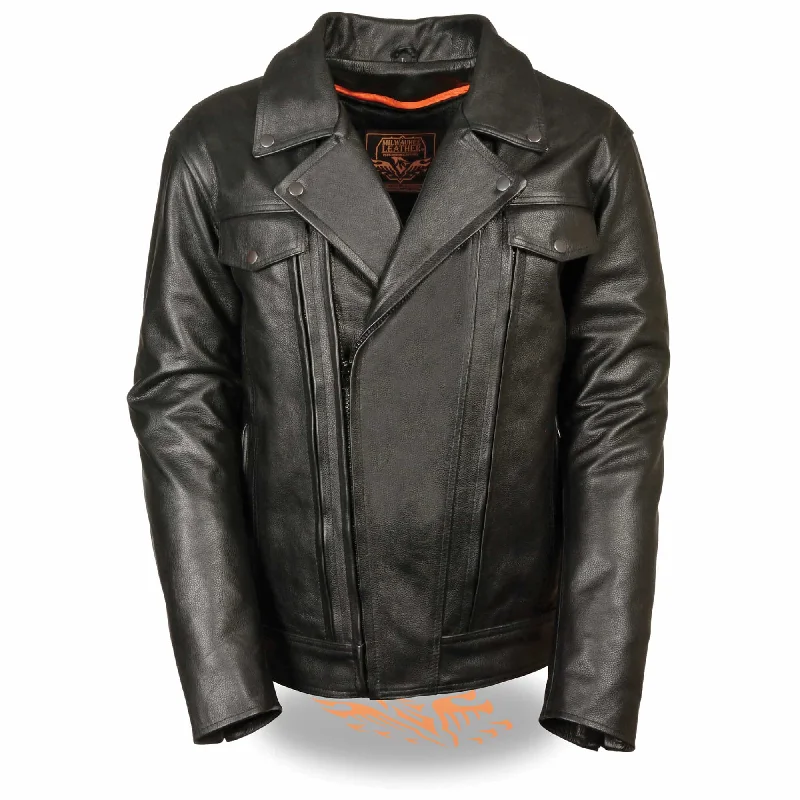 trendy biker-style jackets for women -Men’s Black Utility Pocket Vented Cruiser Jacket in Classic and Tall