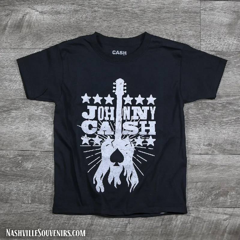 stylish sporty tops for women -Johnny Cash Youth T-Shirt with Guitar