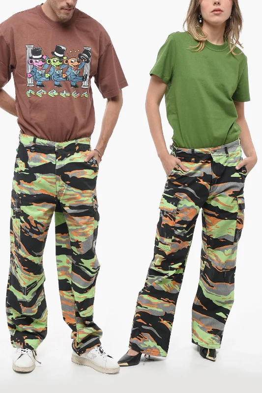 women's faux leather skirts -Erl Camouflage Effect Wide Leg UNISEX Cargo Pants