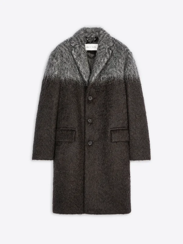 women's tie-waist trench coats -Bicolor mohair coat