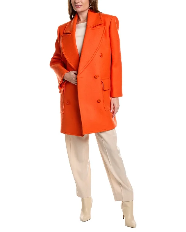 women's eco-friendly coats -Michael Kors Collection Double Breasted Chesterfield Wool Coat