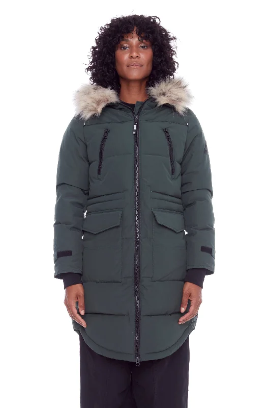 stylish structured coats for women -UKON | WOMEN'S VEGAN DOWN (RECYCLED) DRAWSTRING PARKA