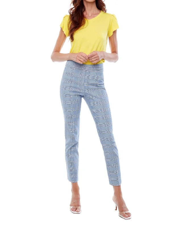 women's pinstripe trousers -Slim Ankle Pant In Blue Lisburn Plaid