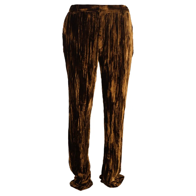 women's slouchy trousers -Saint Laurent Straight-Leg Tapered Pants in Brown Velvet