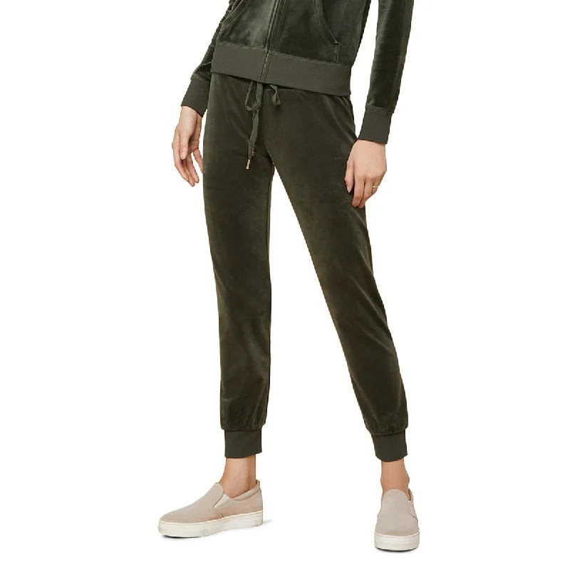 stylish ankle-length skirts for women -Juicy Couture Womens Velvet Mid-Rise Jogger Pants