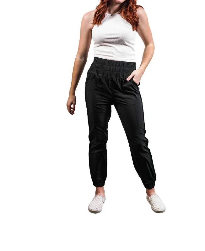 women's athletic leggings -High Waisted Joggers In Black