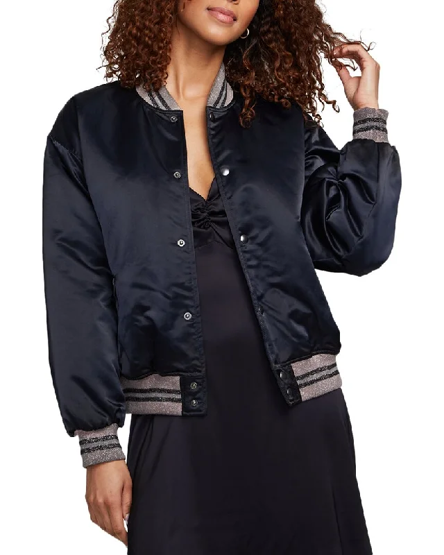 stylish business coats for women -Chaser Boulevard Satin Boulevard Bomber Jacket