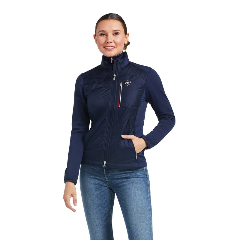 women's elegant evening coats -Ariat Women's Fusion Insulated Jacket, Navy/Red