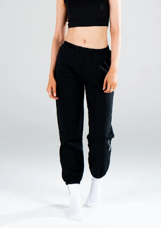 ladies' frill hem skirts -Black Sweatpants