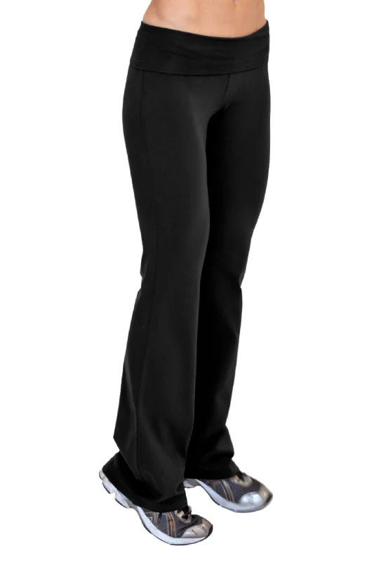 women's wide-leg pants -One Step Ahead COTTON Roll Down Bootcut Pant 30121