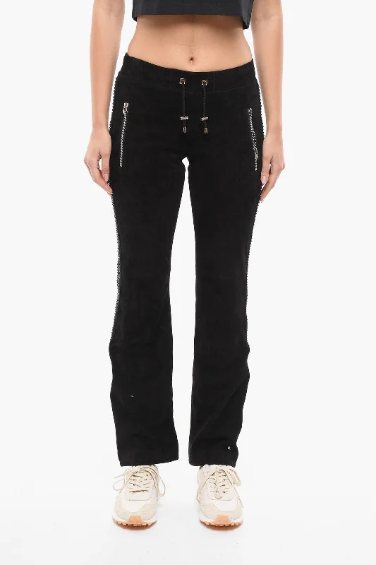 women's layered skirts -Philipp Plein Suede TOO GOOD Sweatpants with Crystals